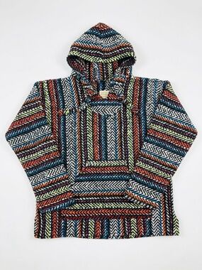 Earth Ragz Baja Hoodie Drug Rug Pullover Youth Small Multicolor Jacket Mexico